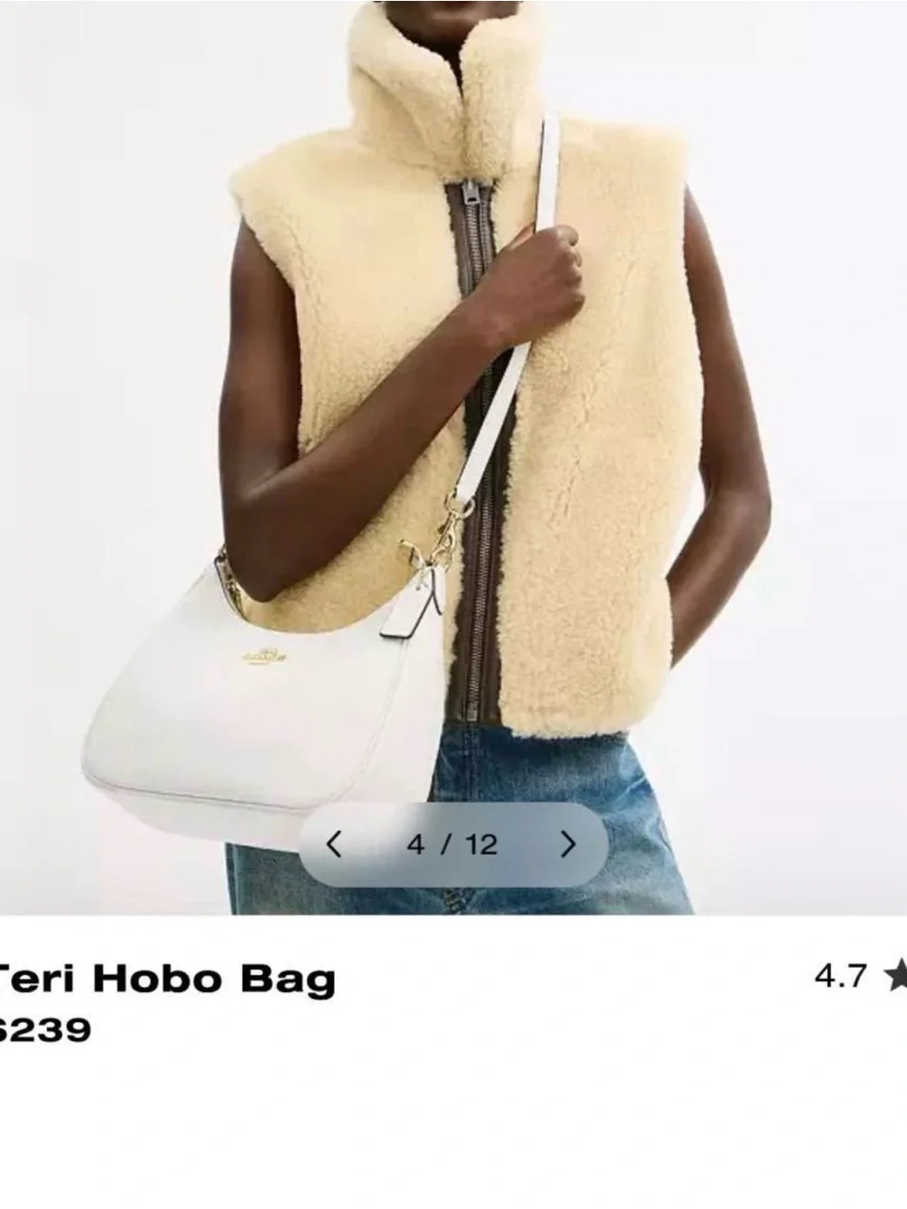Coach Cream Pebbled Leather Hobo with Gold Hardware